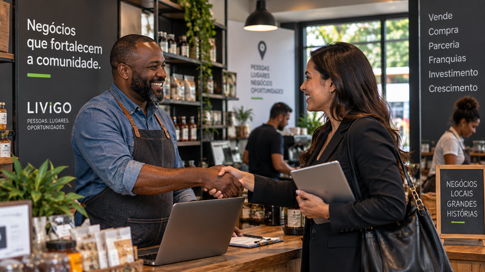 Empreendedores em um negócio local