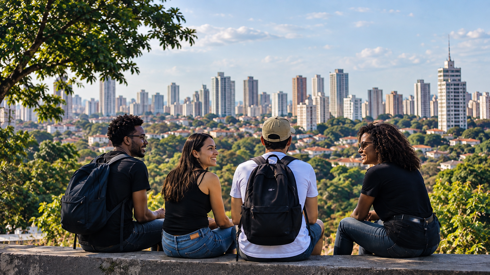 Pessoas se conectando e descobrindo uma nova cidade